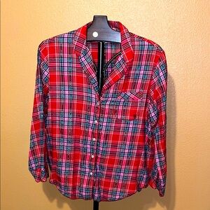 Victoria Secret Red Plaid Button-Up Shirt